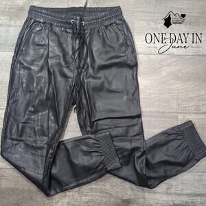 Tahari Faux Leather Drawstring Jogger Pants Size XS